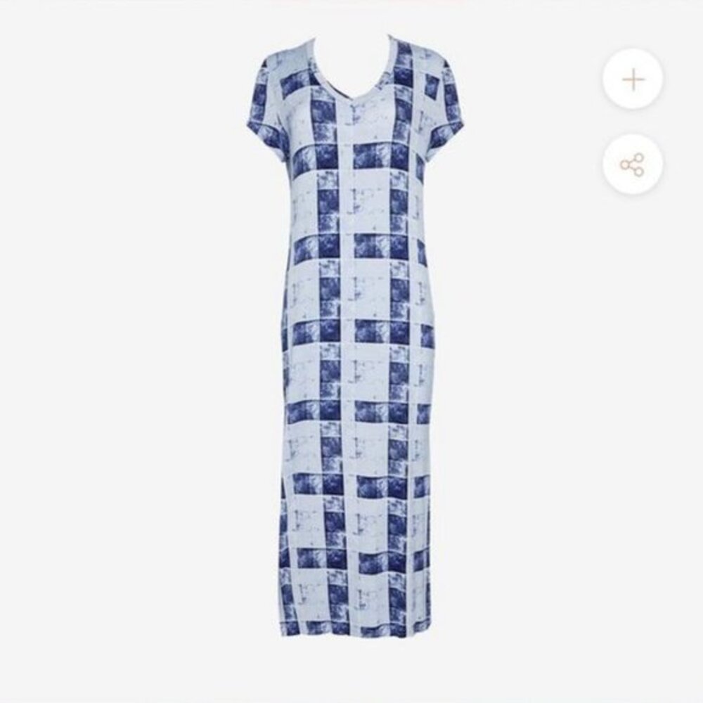 POSH PEANUT | NWT Bamboo Blue Plaid Mommy Dress Nightgown Small